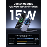 Беспроводное зарядное устройство UGREEN MagFlow Qi2 2-in-1 MagSafe Charger (45023)