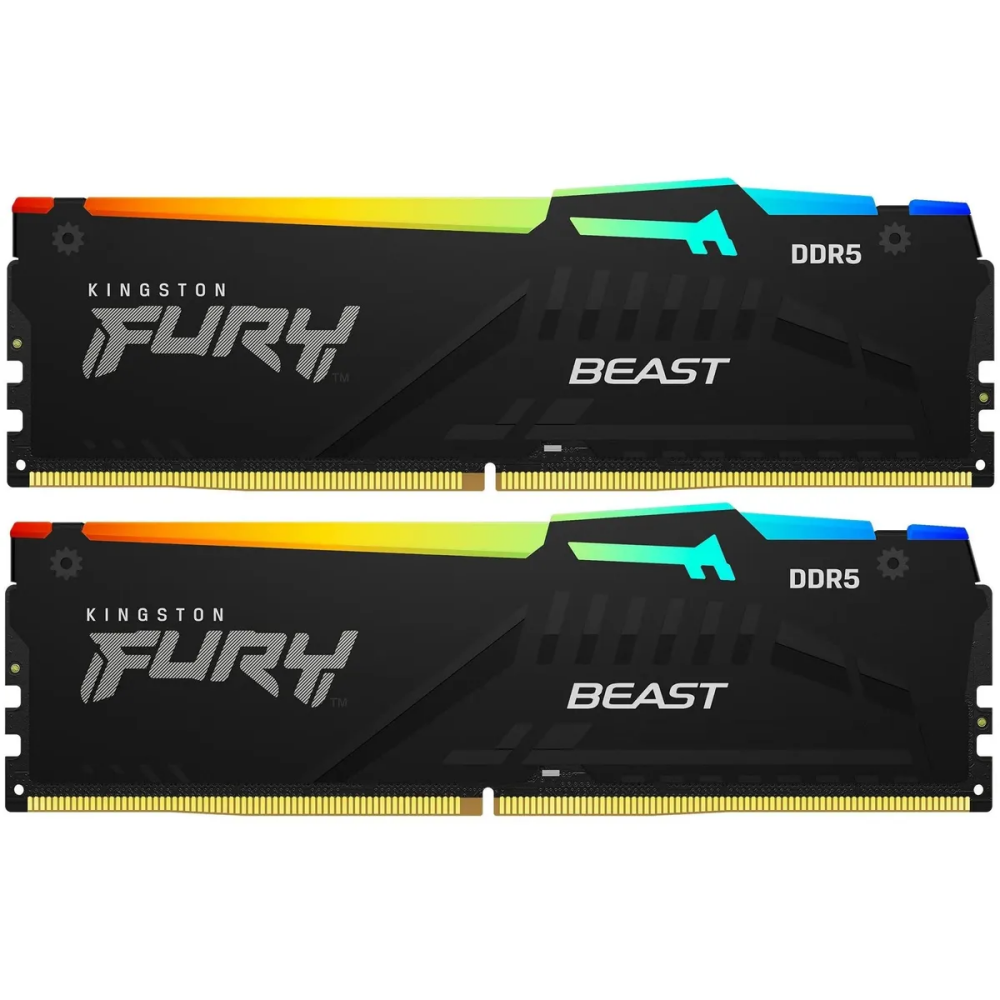 Оперативная память 16Gb DDR5 6000MHz Kingston Fury Beast Black RGB (KF560C30BBEAK2-16) (2x8Gb KIT)