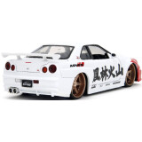 Коллекционная модель с фигуркой Jada Toys 2002 Nissan Skyline GT-R R34 with Ryu (35114)