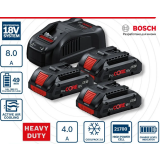 Зарядное устройство + АКБ Bosch GAL 1880 CV + ProCORE18V 4.0Ah 3 шт. (0.615.990.N2G)