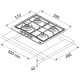 Газовая варочная панель Franke FHTL 604 3G TC OA C (106.0183.080)