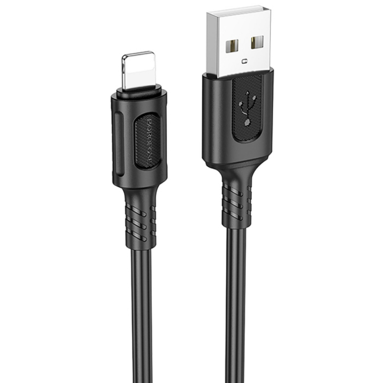 Кабель USB - Lightning, 1м, Borofone BX111 Black - 6941991115042