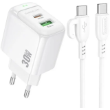 Автомобильное зарядное устройство Borofone BAS45A White + USB-C - USB-C Cable (6941991113895)