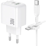 Автомобильное зарядное устройство Borofone BAS45A White + USB-C - USB-C Cable (6941991113895)