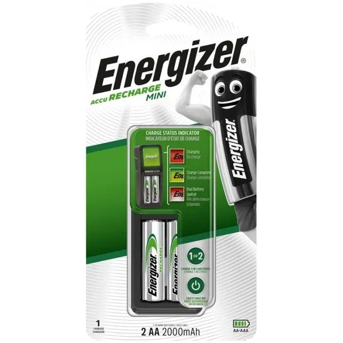 Зарядное устройство для аккумуляторов Energizer Mini Charger + 2x AA 2000mAh (E300701302)