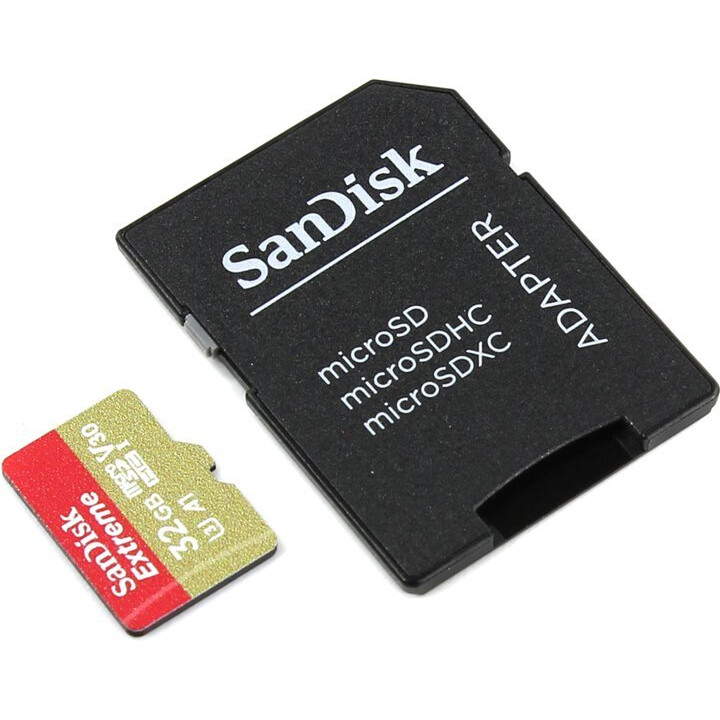 Карта памяти 32Gb MicroSD SanDisk Extreme + SD адаптер  (SDSQXAF-032G-GN6MA)