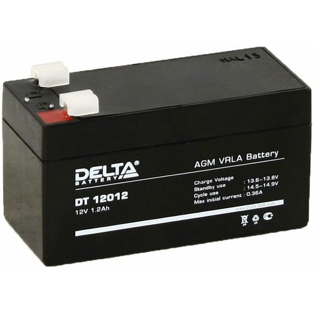 12v. Аккумулятор Delta DT 12012. DT 12012 Delta аккумуляторная батарея. Delta DT 12012 (12v / 1.2Ah). Аккумулятор 1,2а\ч 12в Delta 12012.