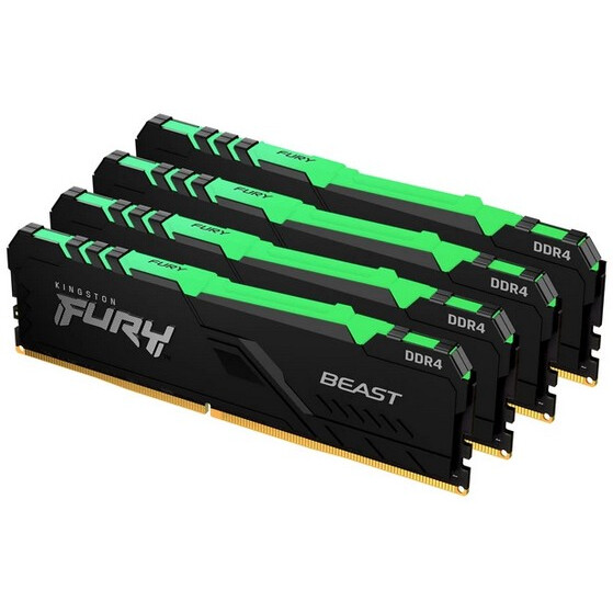 Оперативная память 32Gb DDR4 3200MHz Kingston Fury Beast RGB (KF432C16BBAK4/32) (4x8Gb KIT)