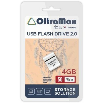 USB Flash накопитель 4Gb OltraMax 50 White - OM004GB-mini-50-White