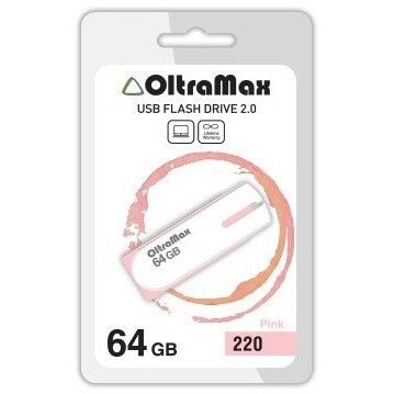 USB Flash накопитель 64Gb OltraMax 220 Pink - OM-64GB-220-Pink