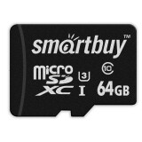 Карта памяти 64Gb MicroSD SmartBuy + SD адаптер (SB64GBSDCL10U3L-01)