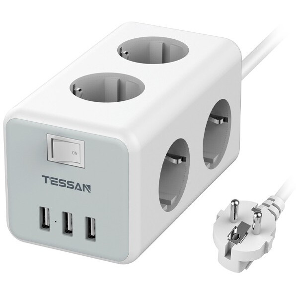 Сетевой фильтр Tessan TS-306 Grey