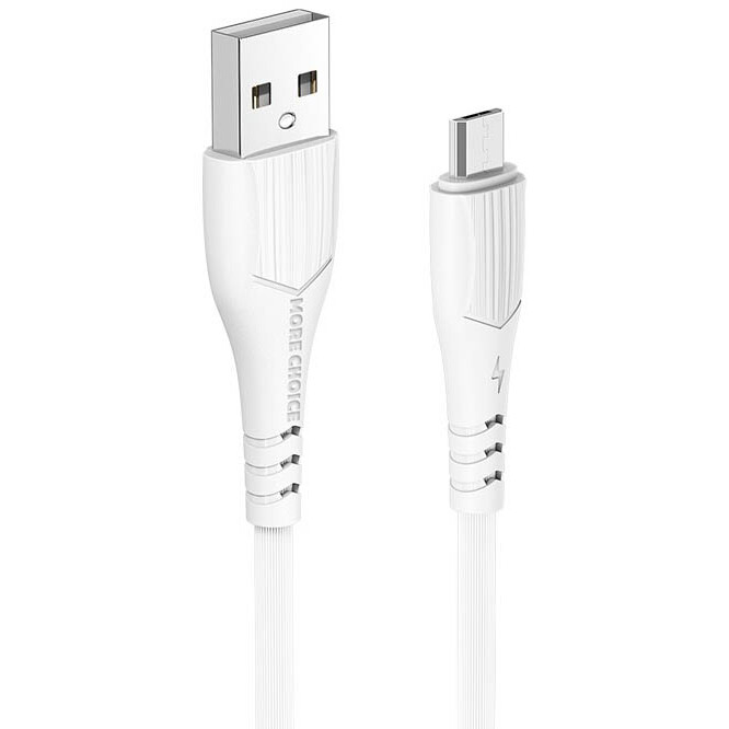 Кабель USB A (M) - microUSB B (M), 1м, More Choice K22m White - K22MW