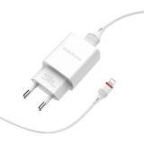 Сетевое зарядное устройство Borofone BA20A Sharp White + Lightning Cable (6931474700728)