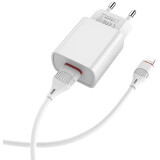 Сетевое зарядное устройство Borofone BA20A Sharp White + Lightning Cable (6931474700728)