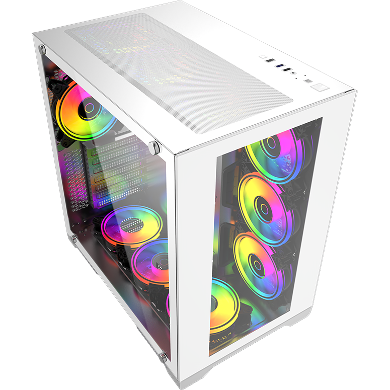 POWERCASE Vision White CVWA-l4. Корпус POWERCASE Vision White, Tempered Glass, 4х 120mm 5-Color Fan, белый, ATX (CVWA-l4). Корпус POWERCASE Vision [CVWA-l4] белый. POWERCASE Vision CVBA-l4.