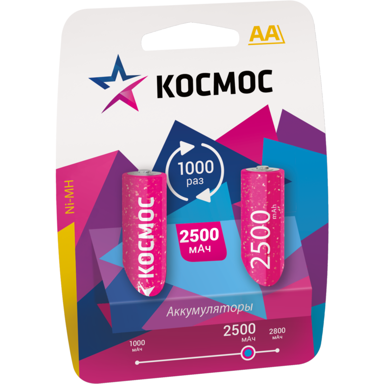 Аккумулятор КОСМОС KOCR6NIMH2500MAH2BL (AA, 2500mAh, 2 шт.)