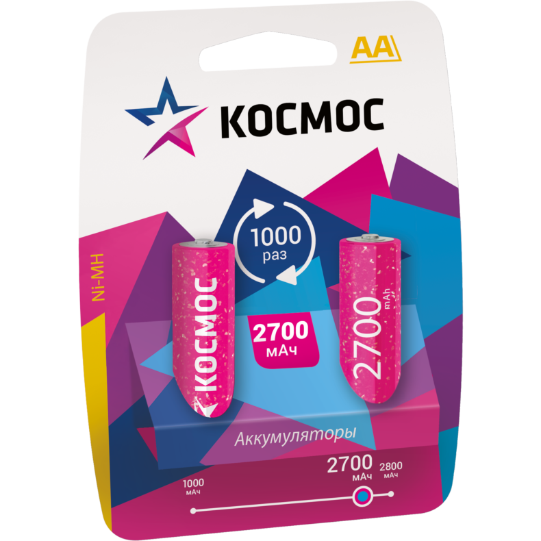 Аккумулятор КОСМОС KOCR6NIMH2700MAH2BL (AA, 2700mAh, 2 шт.)