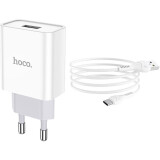 Сетевое зарядное устройство HOCO C81A Asombroso White + Type-C Cable (6931474727961)