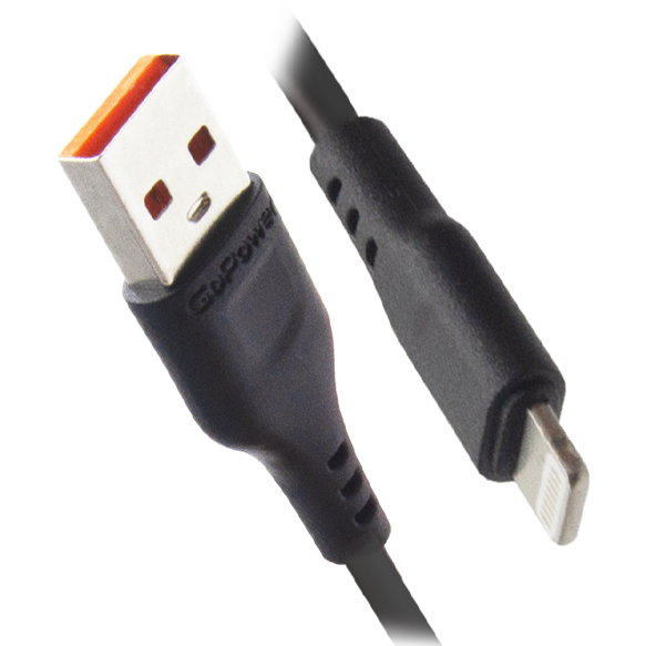 Кабель USB - Lightning, 1м, GoPower GP01L Black - 00-00018568