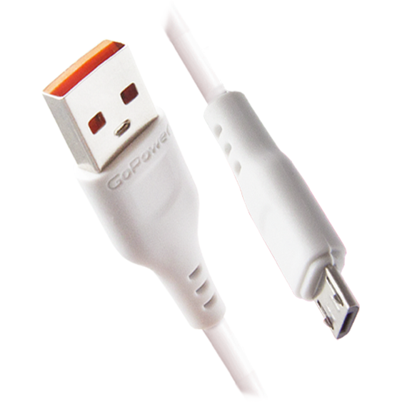 Кабель USB A (M) - microUSB B (M), 1м, GoPower GP01M White - 00-00018563